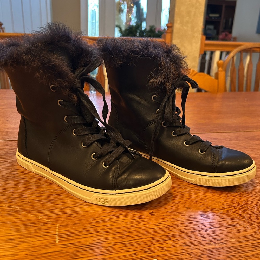 UGG Women’s Luxe Quilt Shearling Sheep Fur and Leather High Top